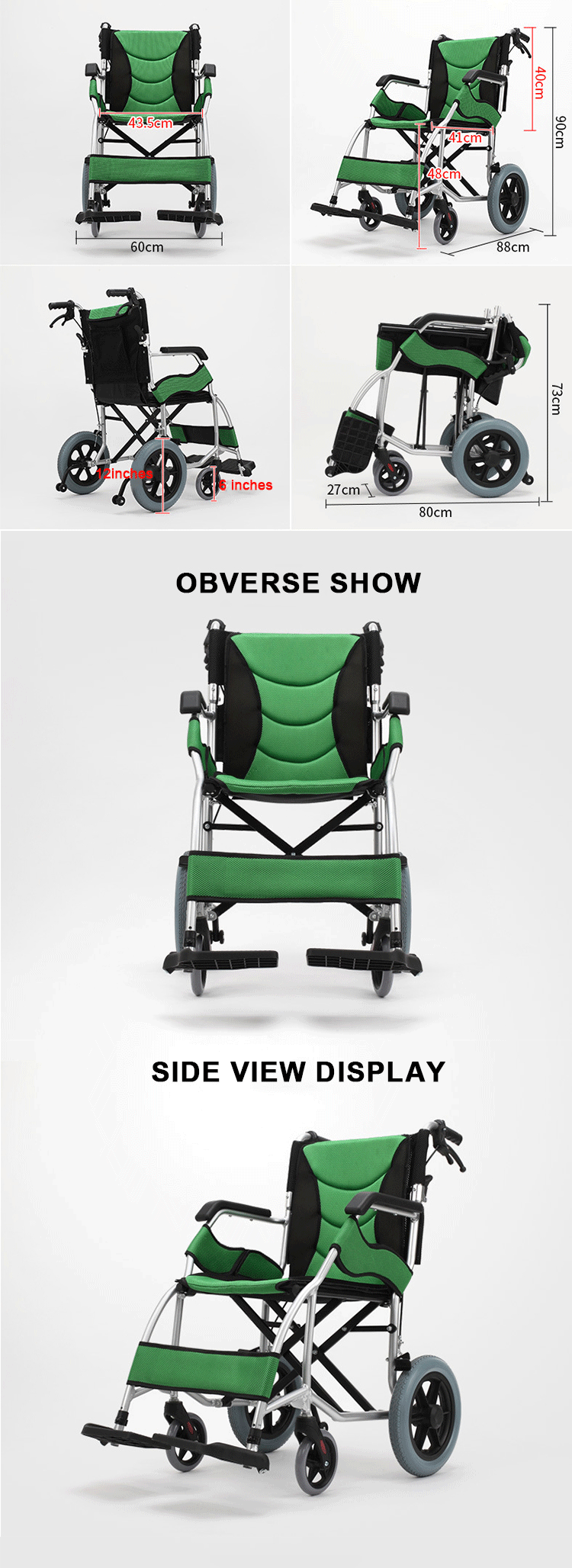 Factory Direct Selling Manual Wheelchair Aluminum Alloy Folding Lightweight Wheelchair for Disabled Elderly