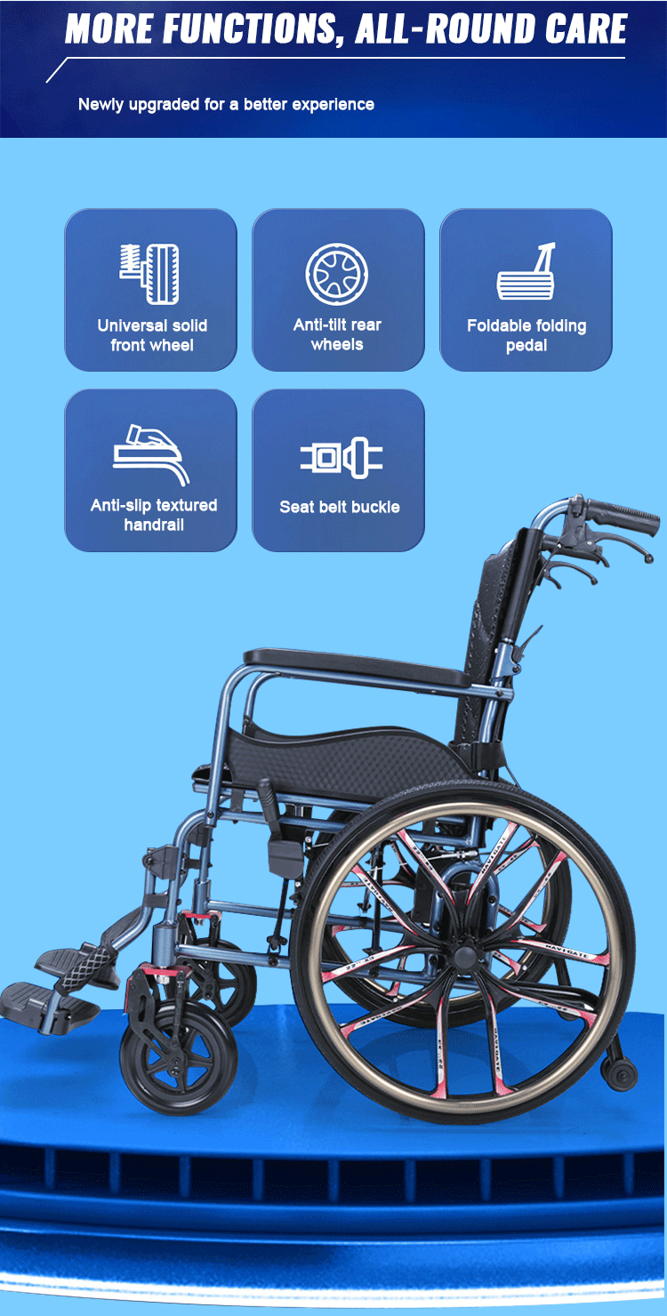 Wholesale Premium Quality Wheelchair Foldable Aluminium Alloy Wheelchair for Disabled Elderly Manual Customized Wheelchair