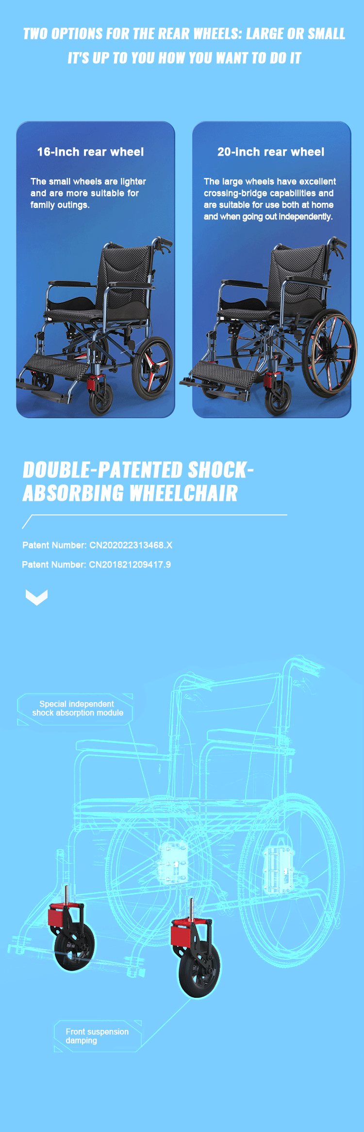 Wholesale Premium Quality Wheelchair Foldable Aluminium Alloy Wheelchair for Disabled Elderly Manual Customized Wheelchair