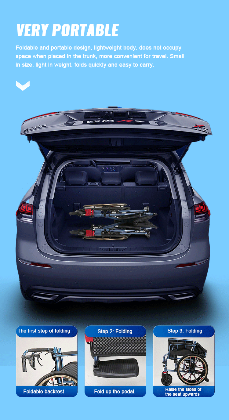 Wholesale Premium Quality Wheelchair Foldable Aluminium Alloy Wheelchair for Disabled Elderly Manual Customized Wheelchair