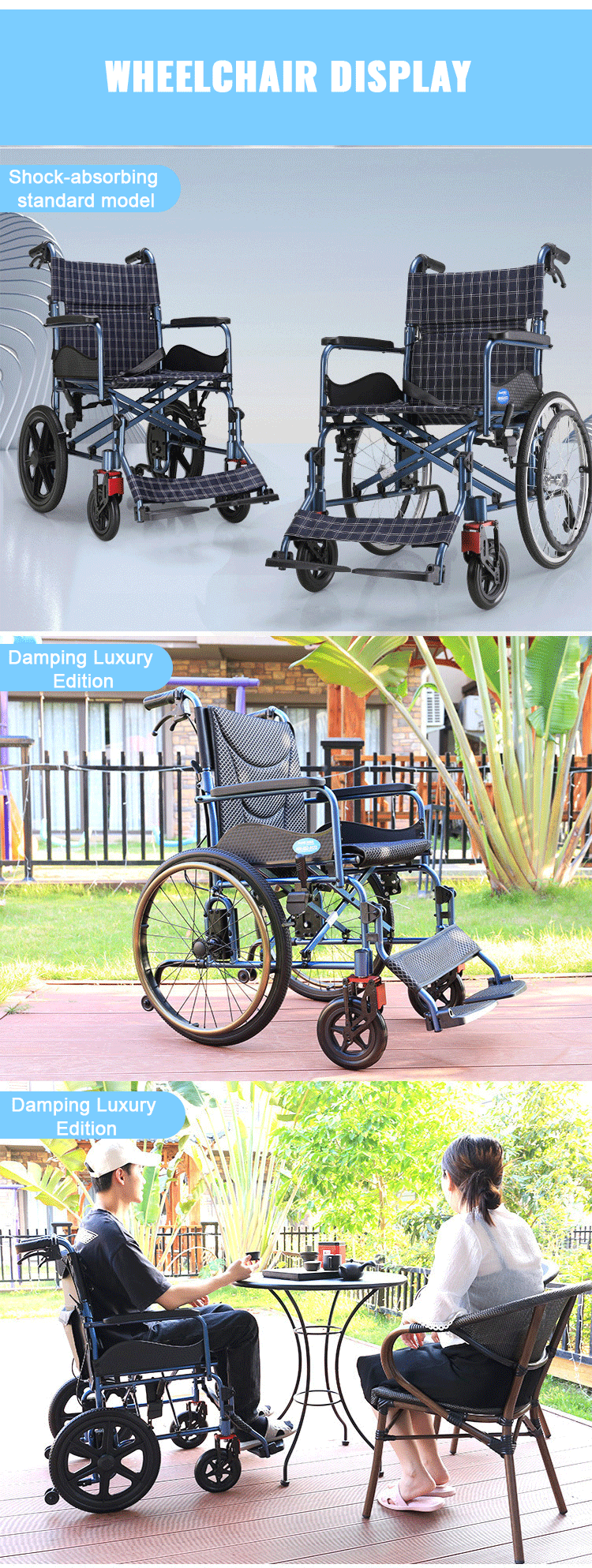 Wholesale Premium Quality Wheelchair Foldable Aluminium Alloy Wheelchair for Disabled Elderly Manual Customized Wheelchair