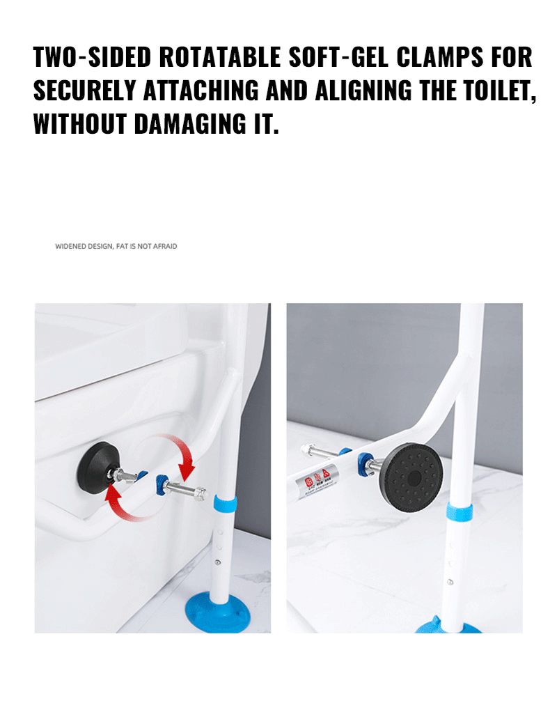 Wholesale OEM Folding Commode Handle Adjustable Toilet Armrest Easy Assembly for Toilet Safety Rail