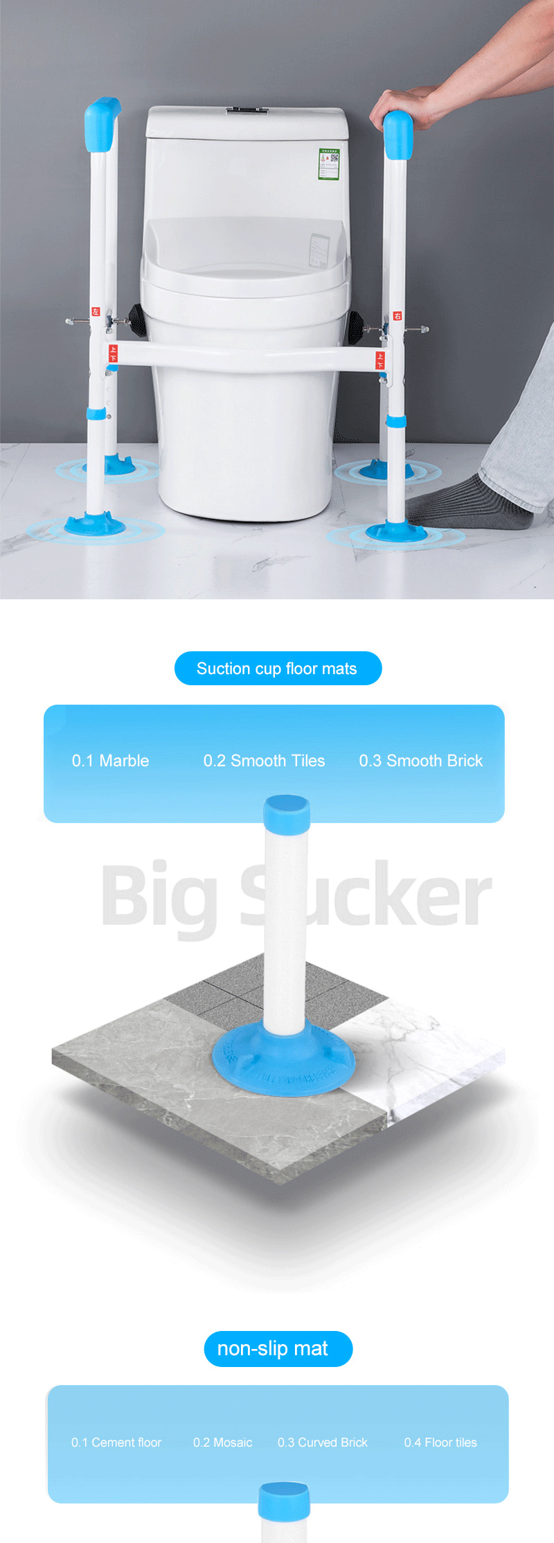 Wholesale OEM Folding Commode Handle Adjustable Toilet Armrest Easy Assembly for Toilet Safety Rail