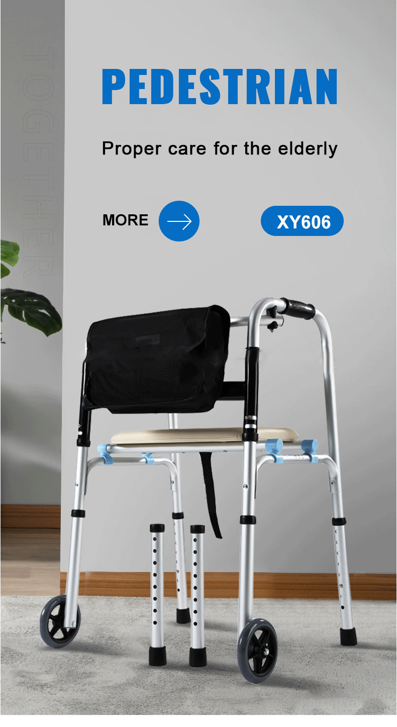 Factory Aluminum Forearm Walker Aid Adjustable Mobility Wheel Walker Folding Rollator Walker for Senior Handicap Disabled