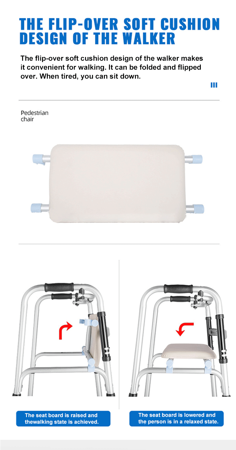 Factory Aluminum Forearm Walker Aid Adjustable Mobility Wheel Walker Folding Rollator Walker for Senior Handicap Disabled