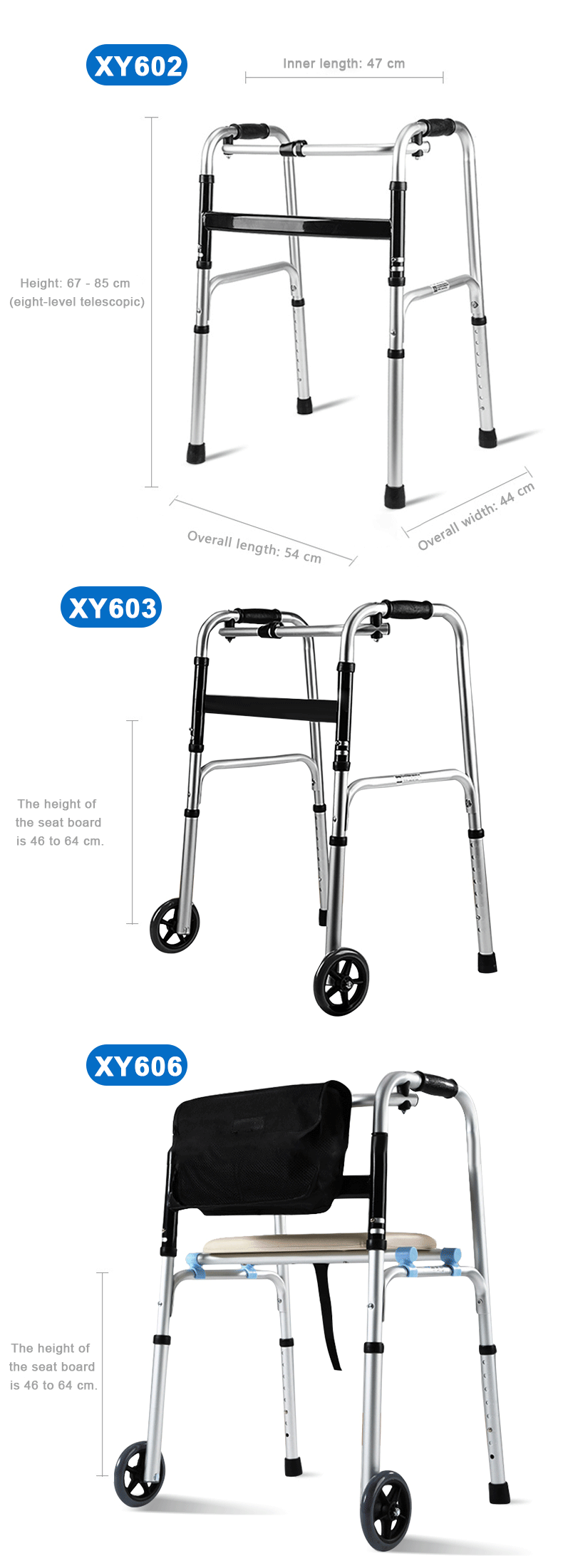 Factory Aluminum Forearm Walker Aid Adjustable Mobility Wheel Walker Folding Rollator Walker for Senior Handicap Disabled