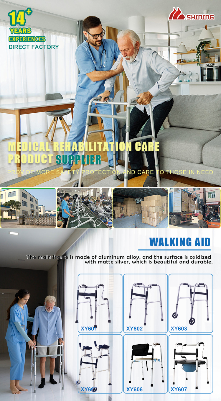 Factory Aluminum Forearm Walker Aid Adjustable Mobility Wheel Walker Folding Rollator Walker for Senior Handicap Disabled