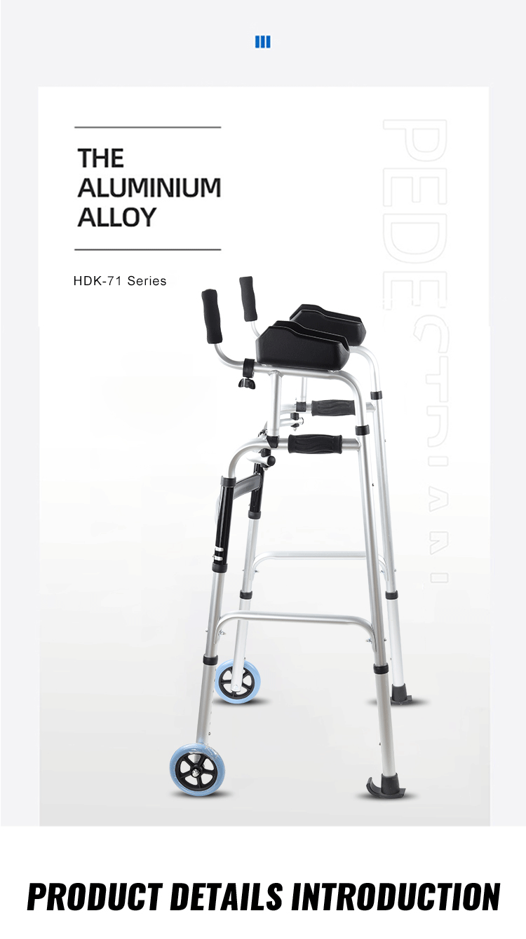 Factory Aluminum Forearm Walker Aid Adjustable Mobility Wheel Walker Folding Rollator Walker for Senior Handicap Disabled